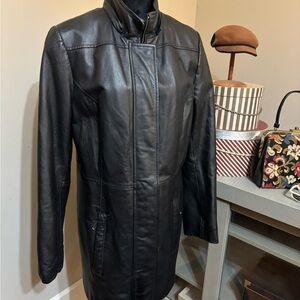 Black Vintage Leather Coat